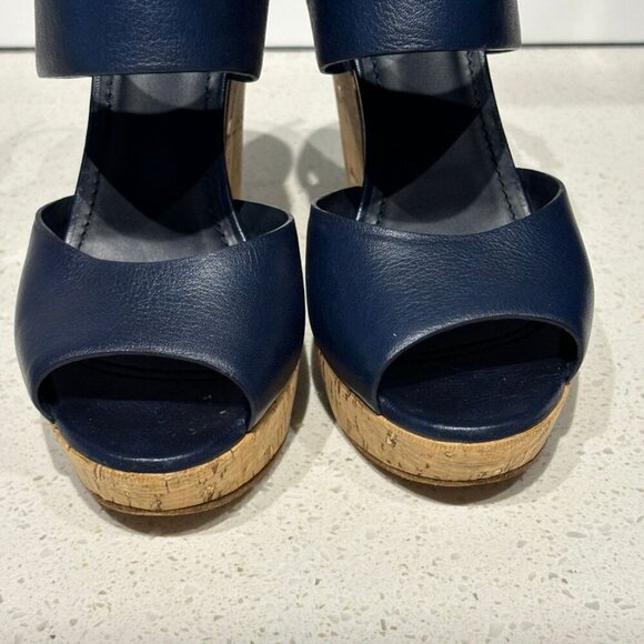 Yves Saint Laurent Womens Deauville Cork Heel Wedge Sandals Black Size 39 - Picture 8 of 12